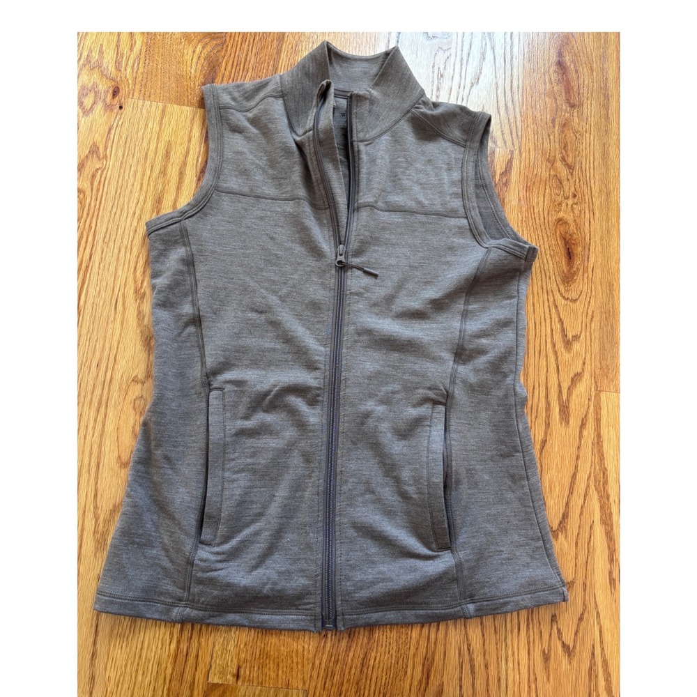Woolx Merino Wool Blend Full Zip Vest Brown Mock Neck Pockets Womens Medium - Picture 5 of 6